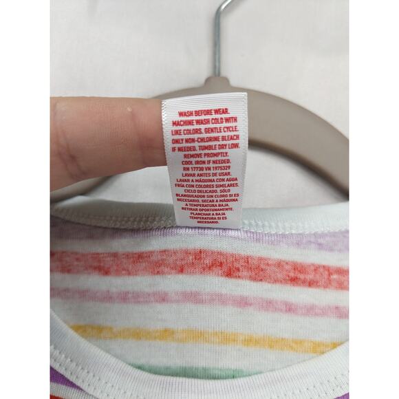 Striped Pajama Top XS Rainbow Short Sleeve Crewneck Sleepwear Lounge Multicolor - Picture 5 of 9